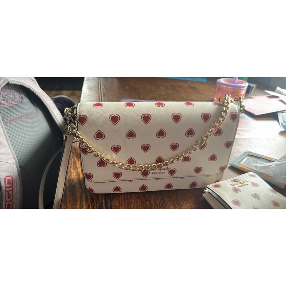 Kate Spade Madison Heartfelt Geo Flap Crossbody with matching wallet